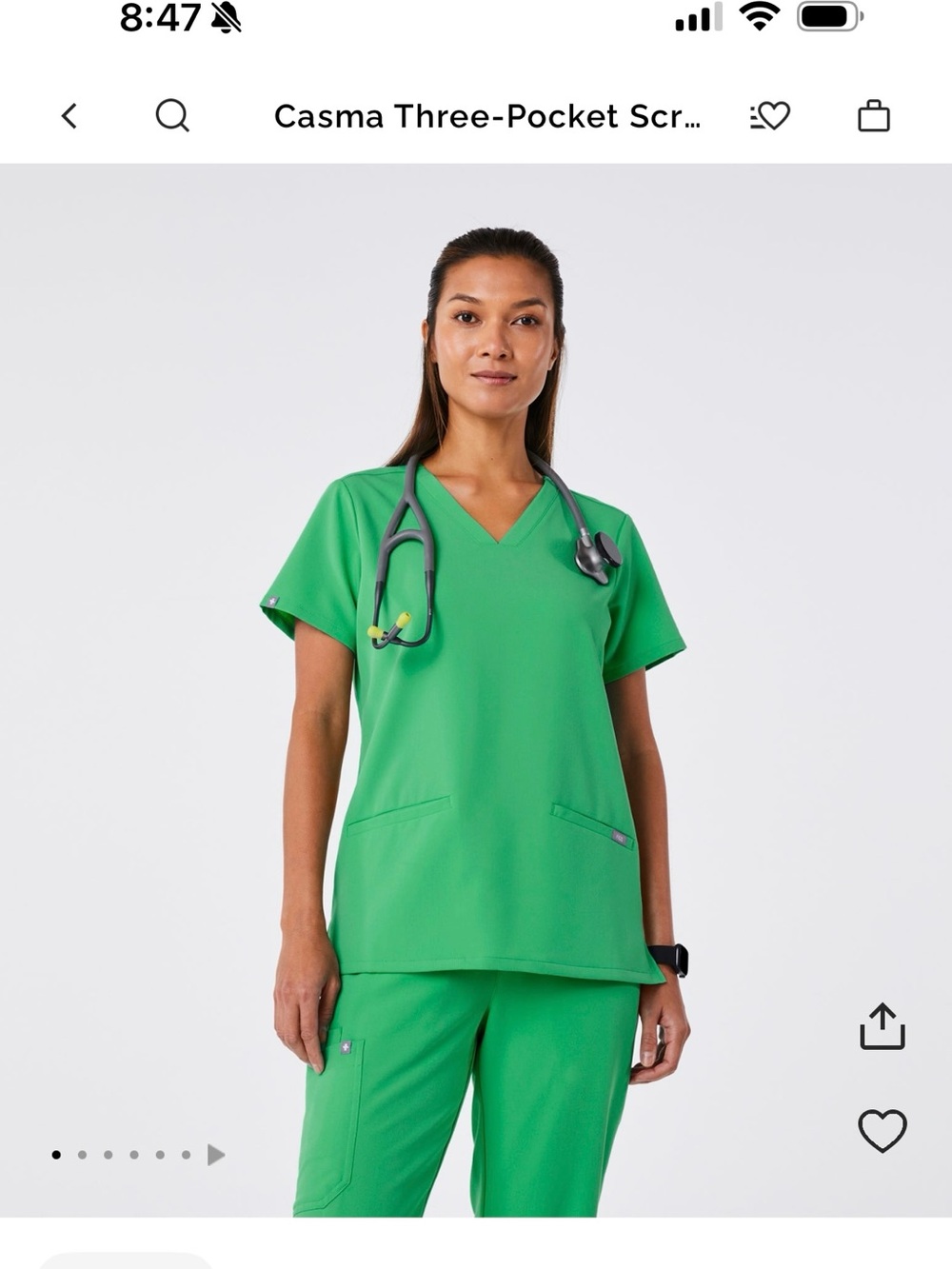 FIGS Scrub Top and Bottoms Set in Emerald - Picture 3 of 4